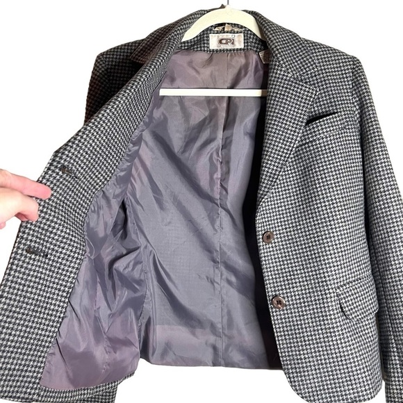 Central Park International Vintage 100% Wool Houndstooth Tweed Blazer Size 8 - Picture 3 of 9